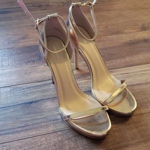 Prettylittlething rose gold heels